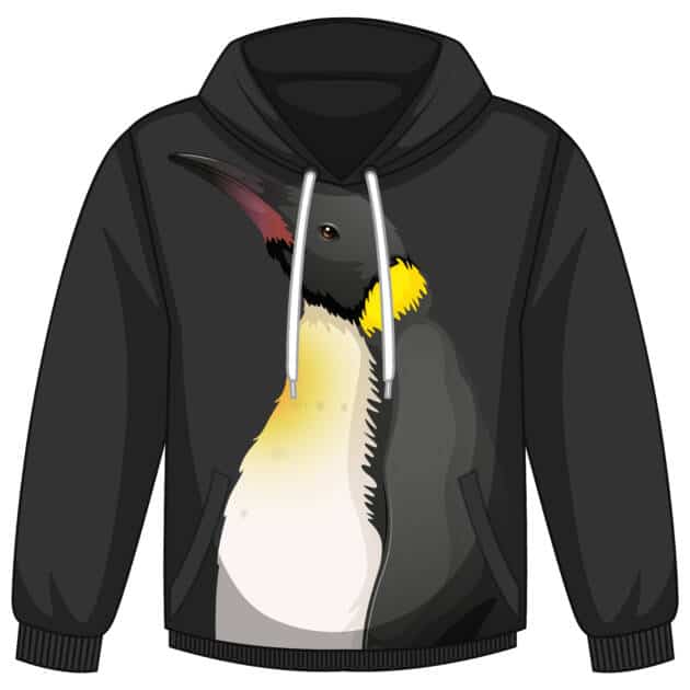 Penguin graphic fleece hoodie, cozy and stylish for cold weather. Perfect for casual wear and outdoo.