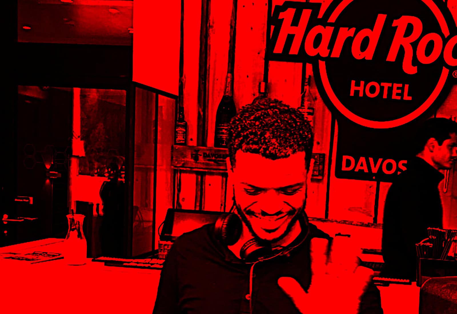 Young man enjoying music at Hard Rock Hotel Davos.